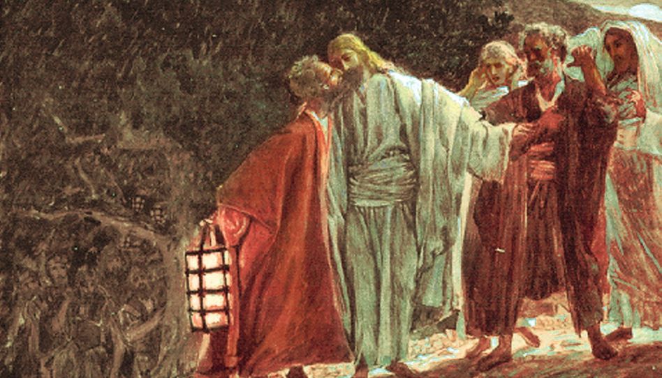 Jesus Cristo recebendo o beijo de traição de Judas Iscariotes