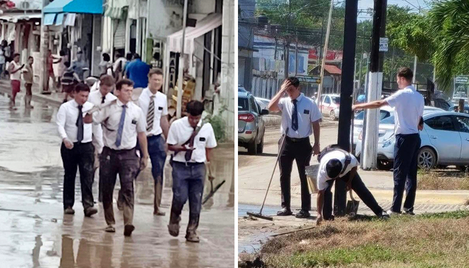 Primeiros a chegar: Missionários servem na lama e viralizam
