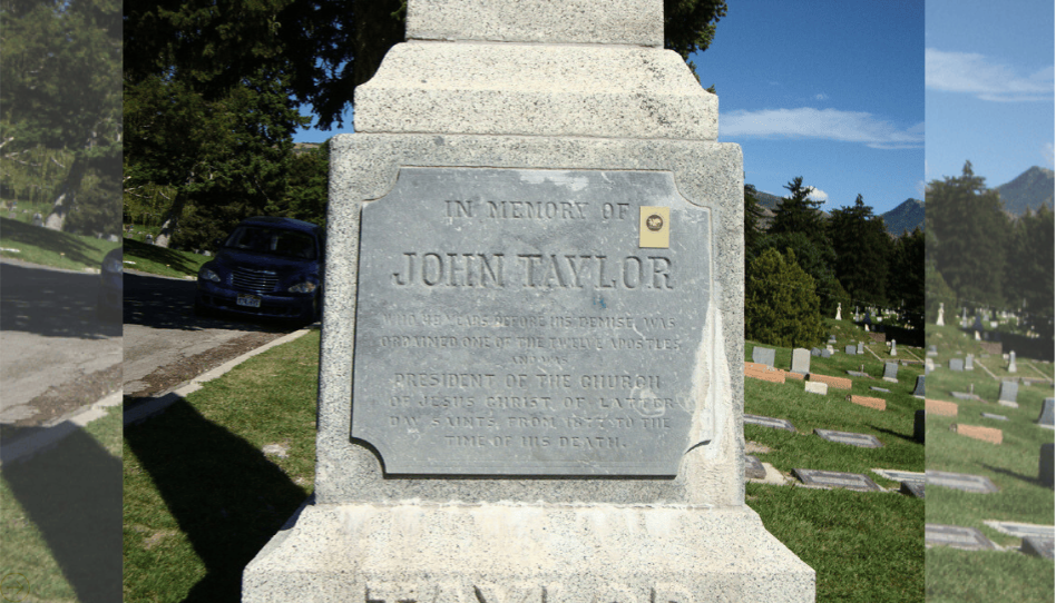 Sepultura do profeta John Taylor no mesmo cemitério de onde o presidente Nelson foi sepultado.