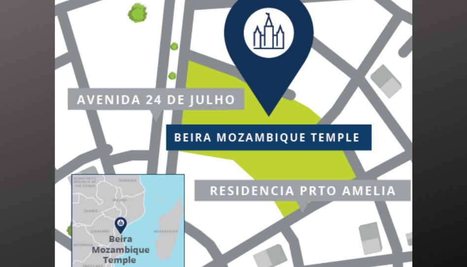 Ilustração com a localização do Templo de Beira Moçambique