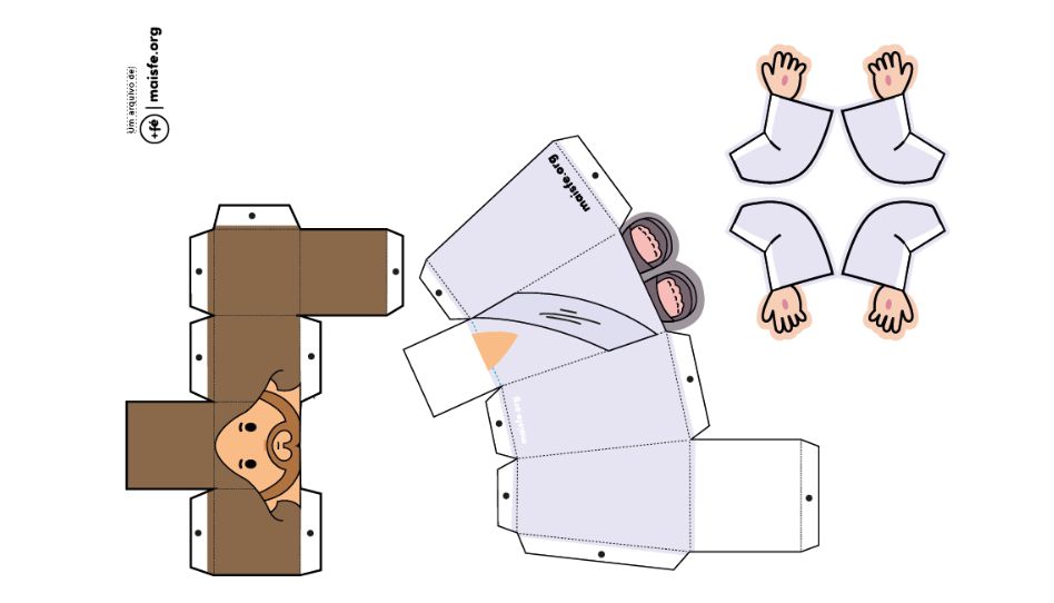 modelo para impressão e recorte de Jesus Cristo para montar.