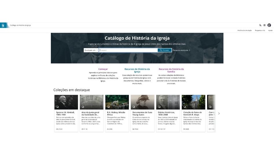 Site do Catálogo de História da Igreja