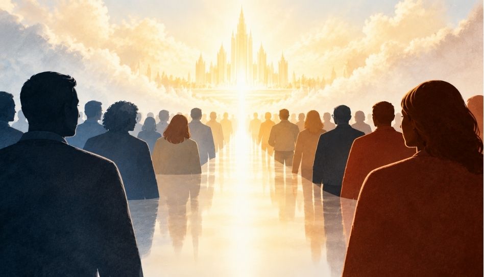 Adversários políticos caminhando em direção ao Reino Celestial.